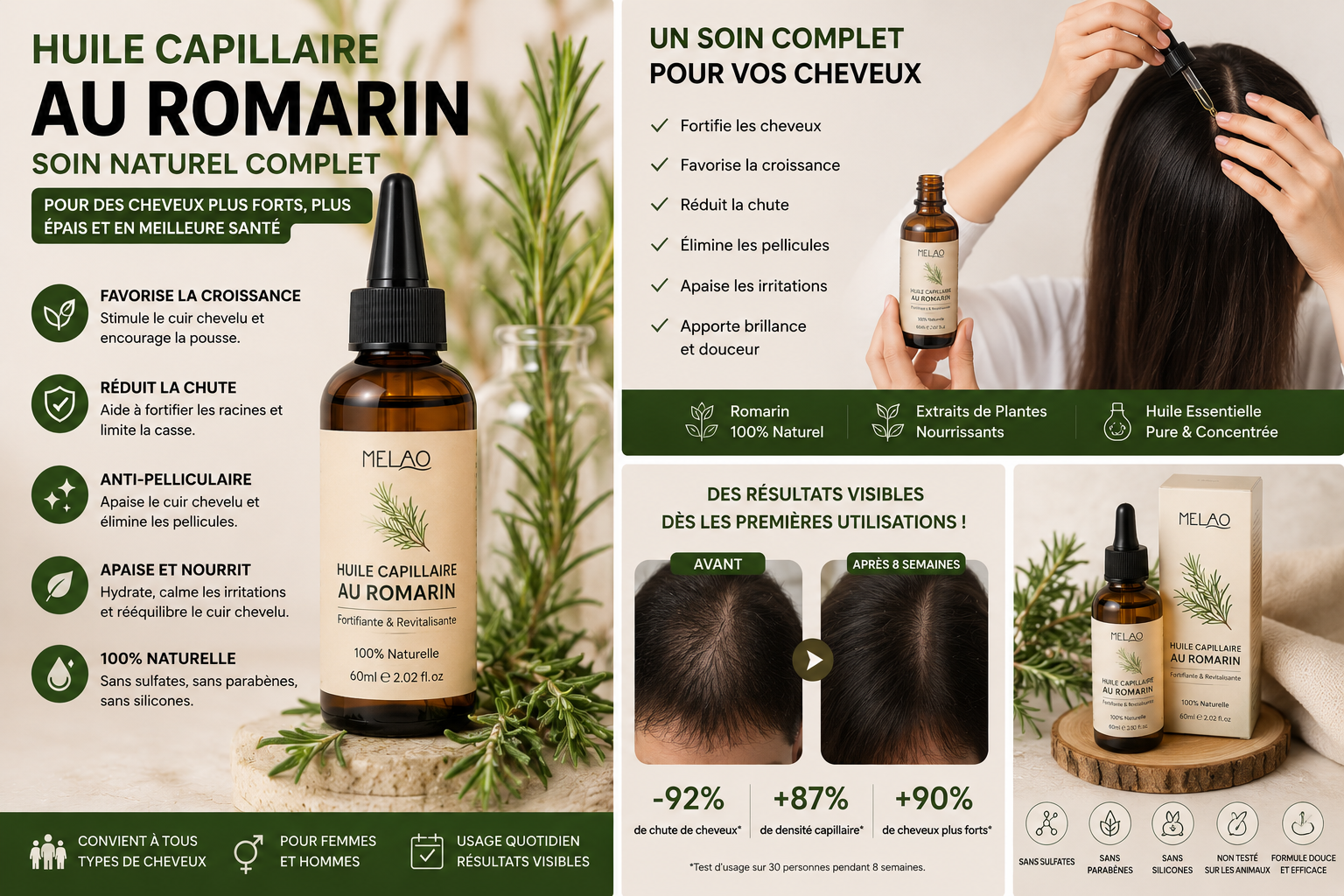 Huile Essentielle de Romarin pour Cheveux